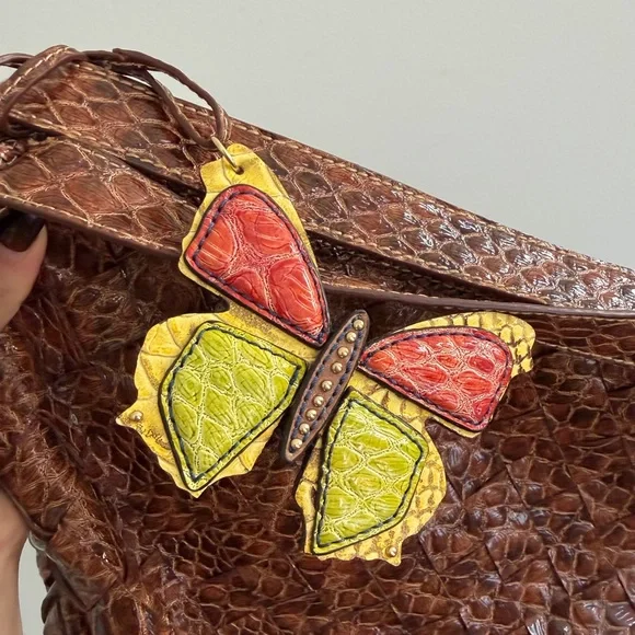 Y2K Jessica Simpson Brown Textured Tote with Butterfly Accent - Picture 2 of 5